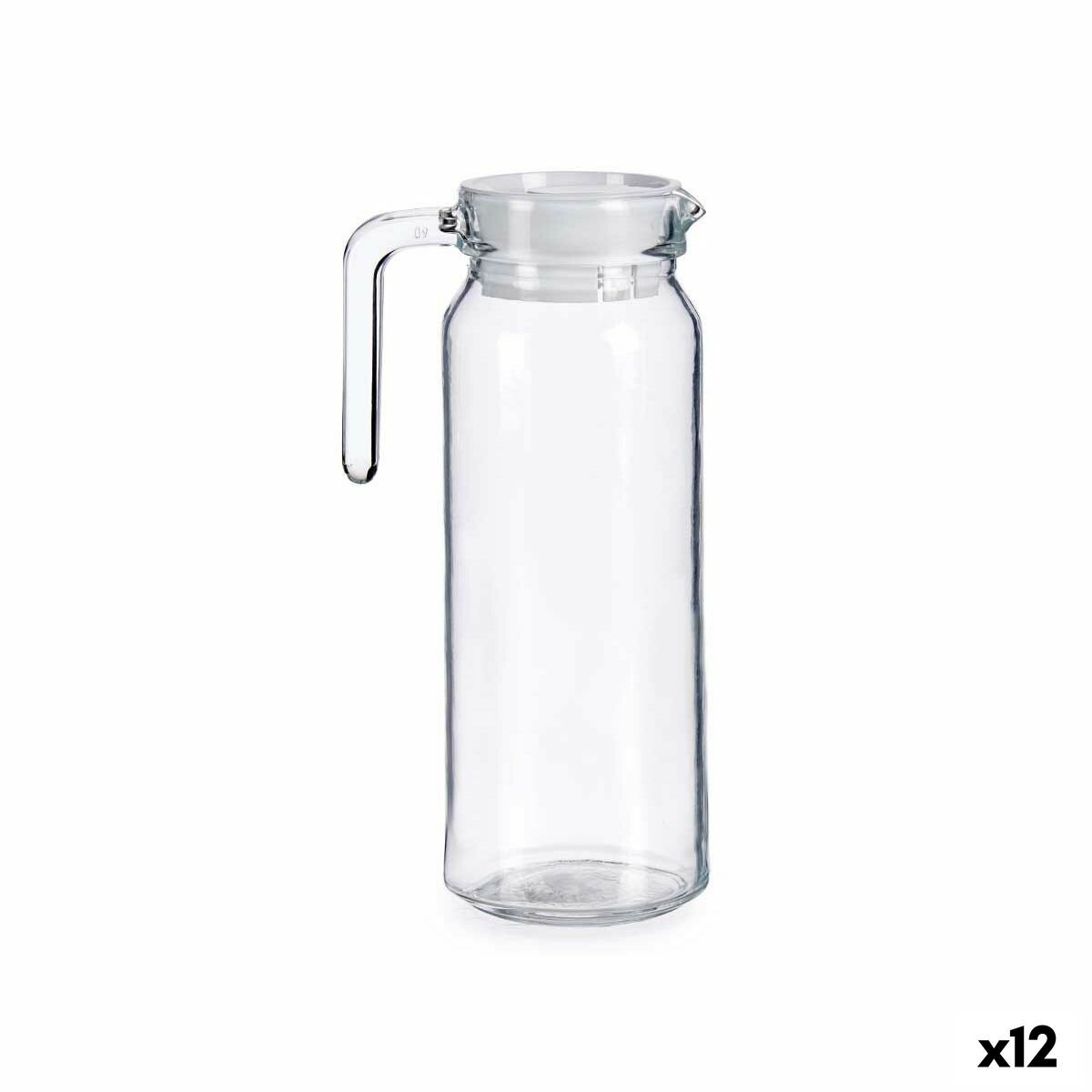 Krus med Skruvlock och Doserare Vit Transparent Plast 1 L (12 antal)