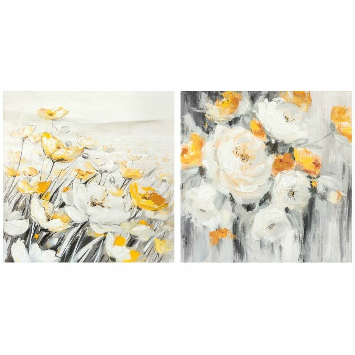 Tavla DKD Home Decor 90 x 3,7 x 90 cm Virágok Cottage (2 antal) - 6