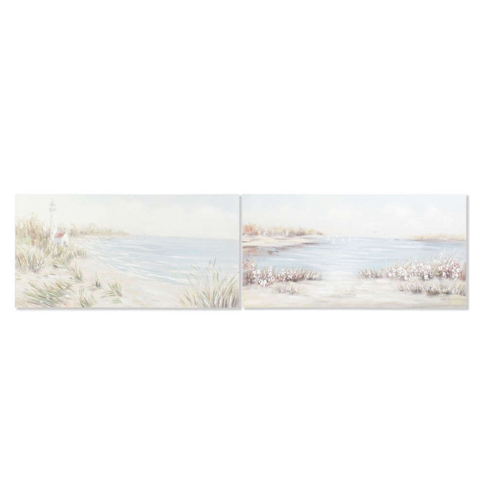 Tavla DKD Home Decor 140 x 3,7 x 70 cm Strand Medelhavs (2 antal)