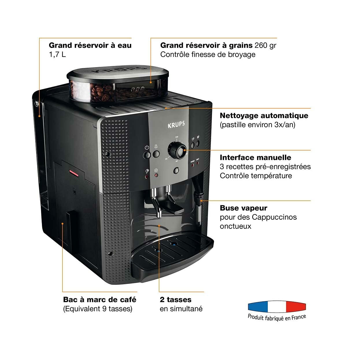 Superautomatisk kaffebryggare Krups YY8125FD Svart 1450 W 15 bar 1,6 L - 2
