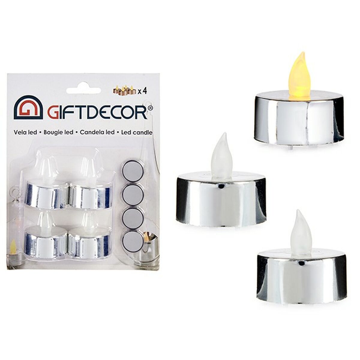 Set med levande ljus 4 x 4 x 3,7 cm Silvrig (12 antal) - 2