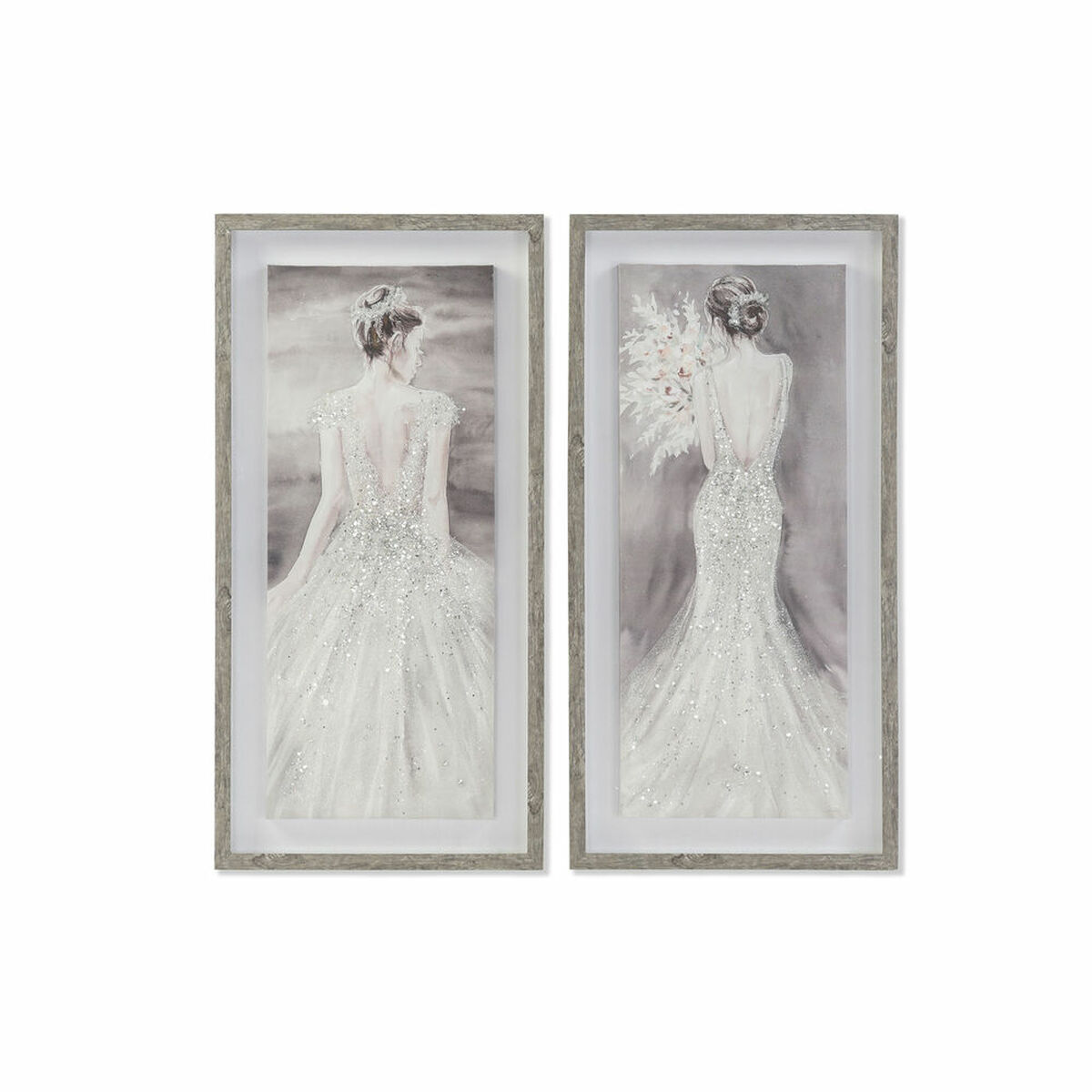 Tavla DKD Home Decor 40 x 3,8 x 80 cm Kvinna Romantisk (2 antal) - 4