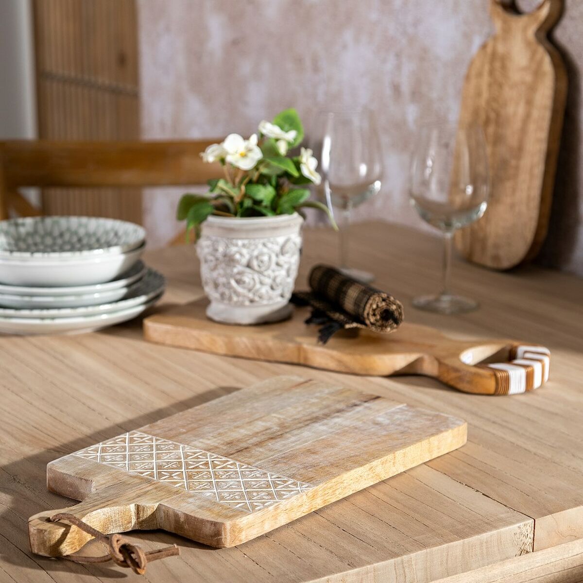 Skärbräda 21 x 40,5 x 3 cm Vit Mangoträ - 4