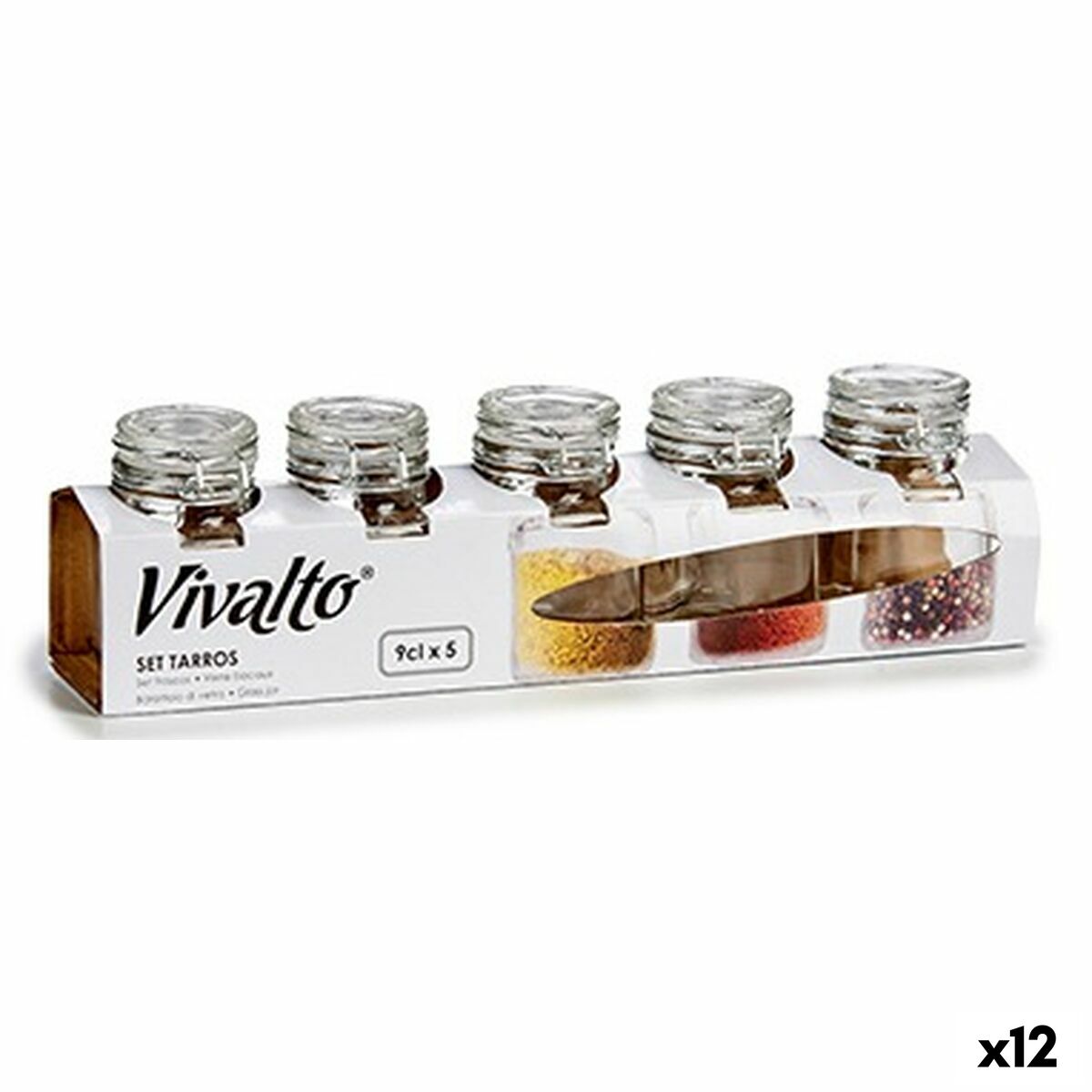 Uppsättning med Burkar Hermetisk stängning Transparent Gummi Metall 90 ml (12 antal)