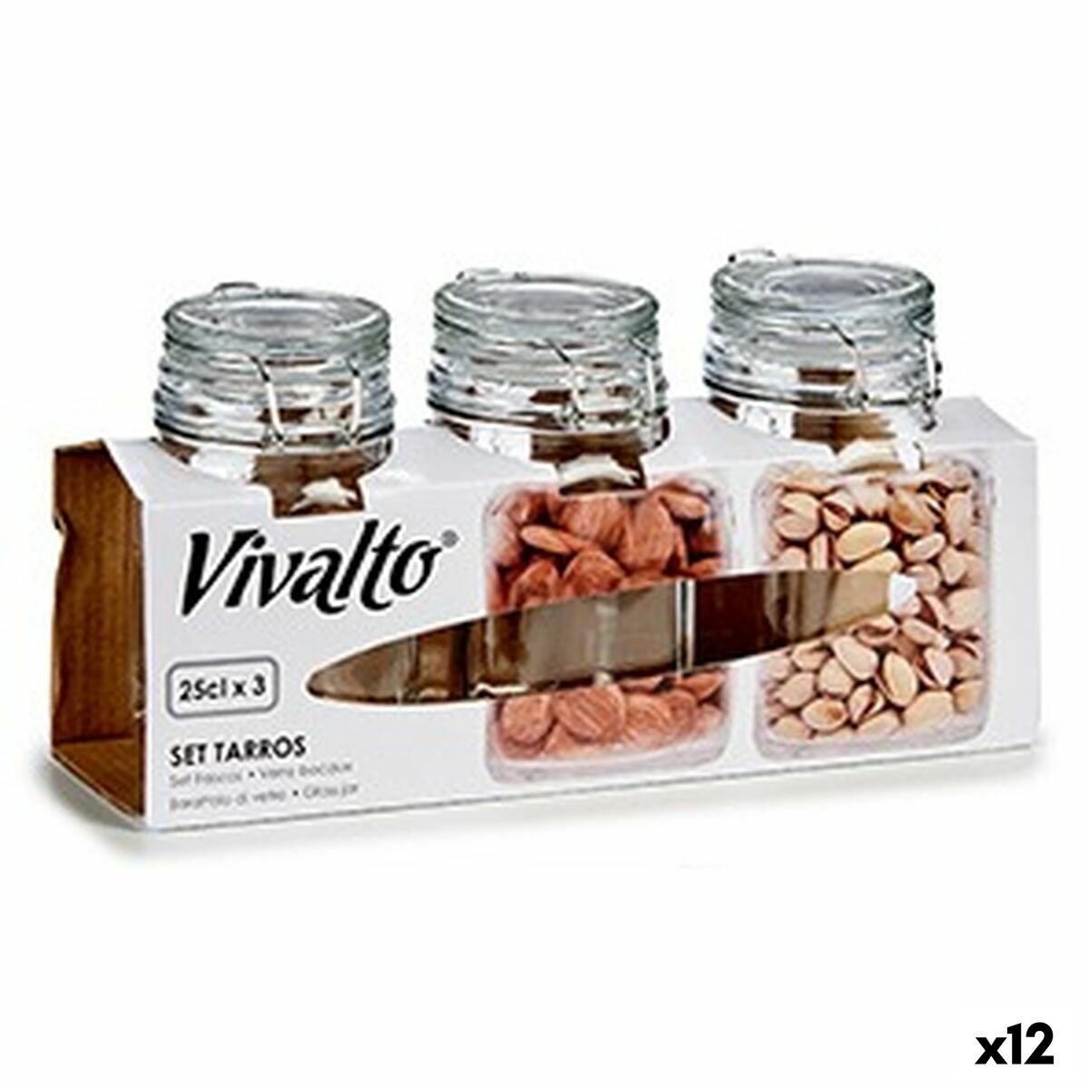 Uppsättning med Burkar Hermetisk stängning Transparent Gummi Metall 250 ml (12 antal)