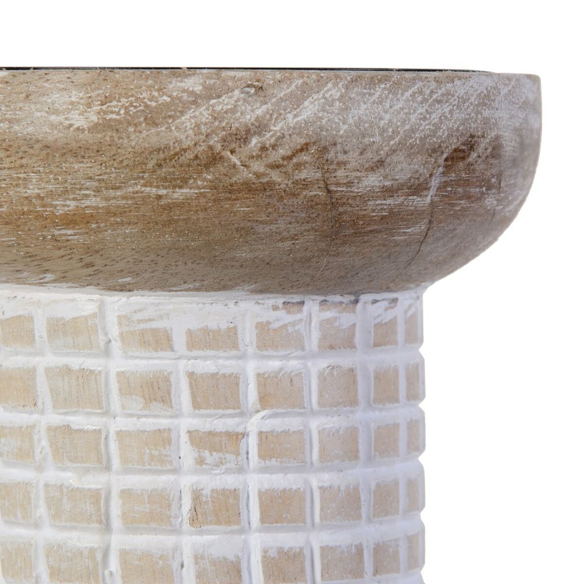Ljusstakar 10,5 x 10,5 x 25 cm Vit Mangoträ (3 antal) - 4