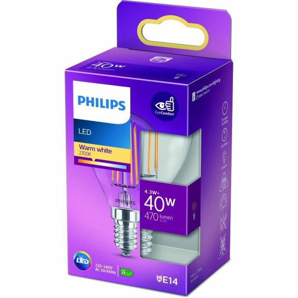 Sfärisk LED-lampa Philips Classic 40 W E14 F 4,3 W (2700k)