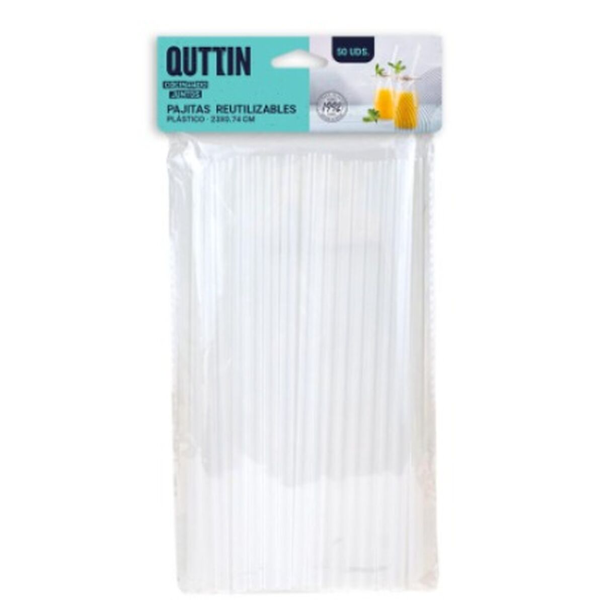 Återanvändningsbart sugrör Quttin 50 antal Transparent Set Plast