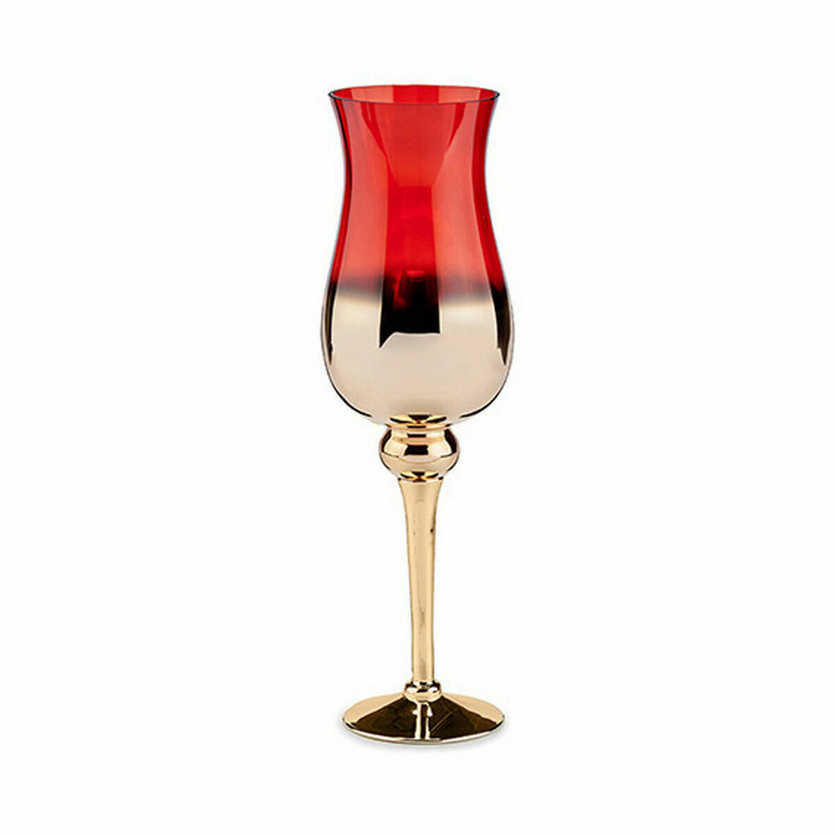 Ljusstakar Glas Röd Gyllene 13 x 45 x 13 cm (6 antal) - 2