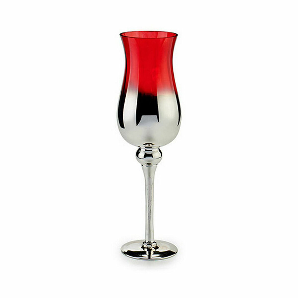 Ljusstakar Glas Röd Silvrig 14 x 45 x 14 cm (6 antal) - 2