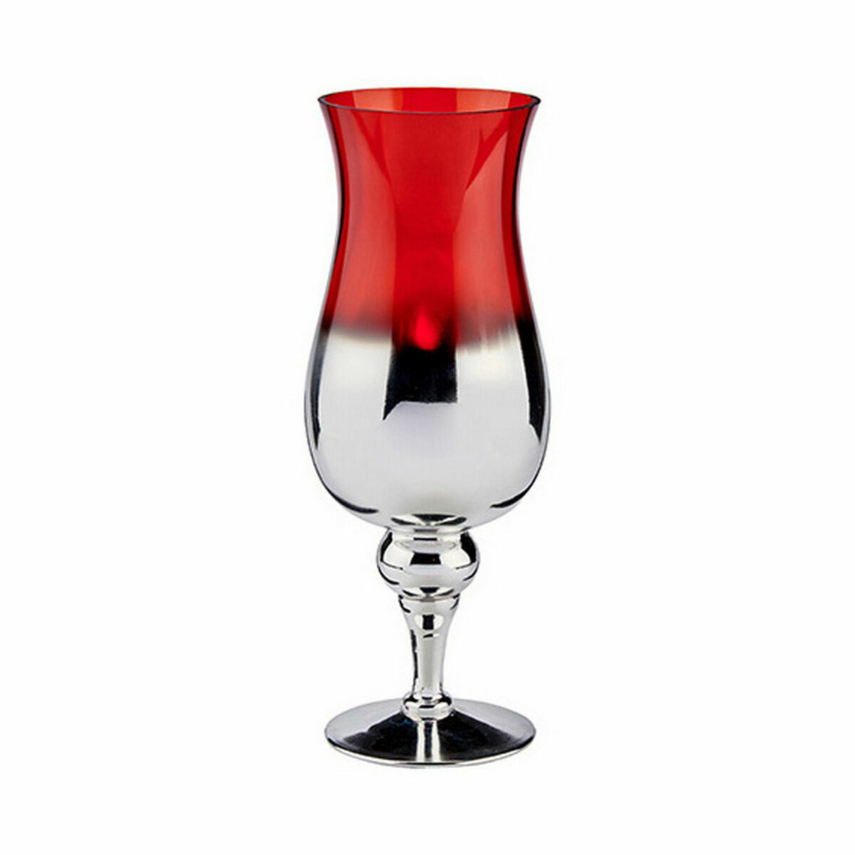 Ljusstakar Glas Röd Silvrig 13 x 35 x 13 cm (6 antal) - 2