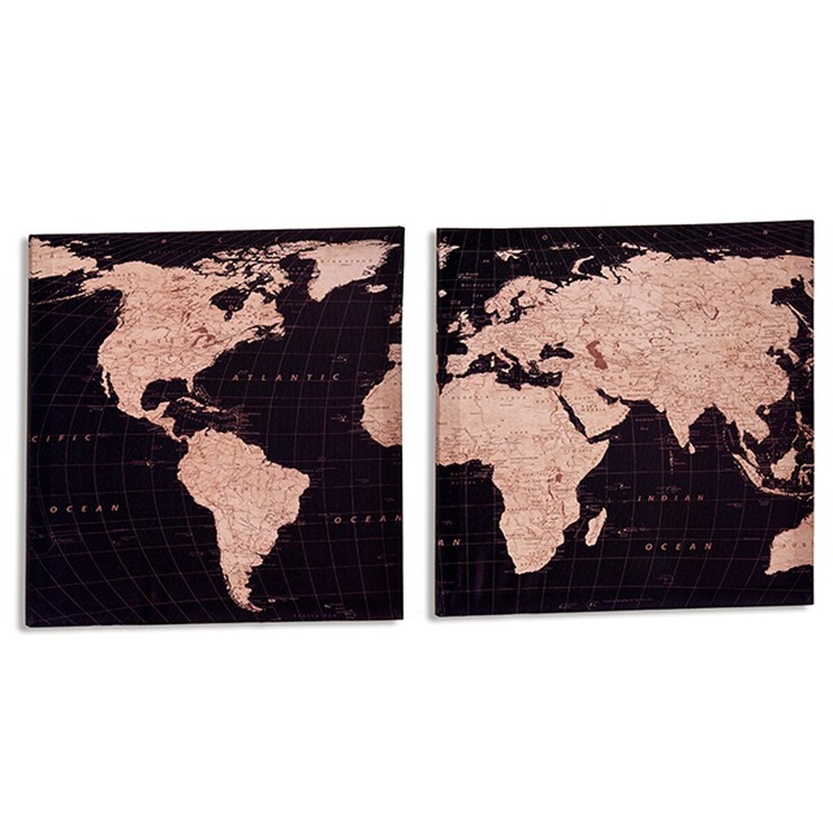 Kanvas Världskarta 1,5 x 40 x 40 cm (16 antal) - 2