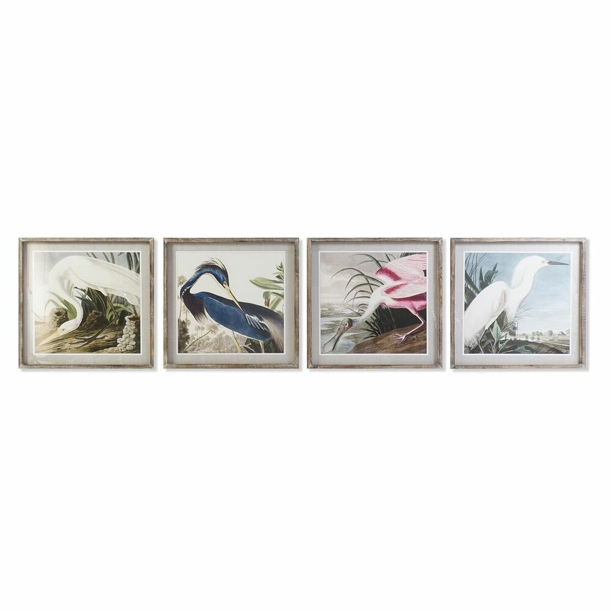 Tavla DKD Home Decor Fågel Orientalisk 60 x 2,5 x 60 cm (4 antal) - 4