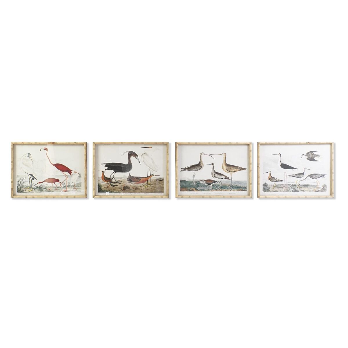 Tavla DKD Home Decor 60 x 2,8 x 45 cm Fåglar Modern (4 Delar)