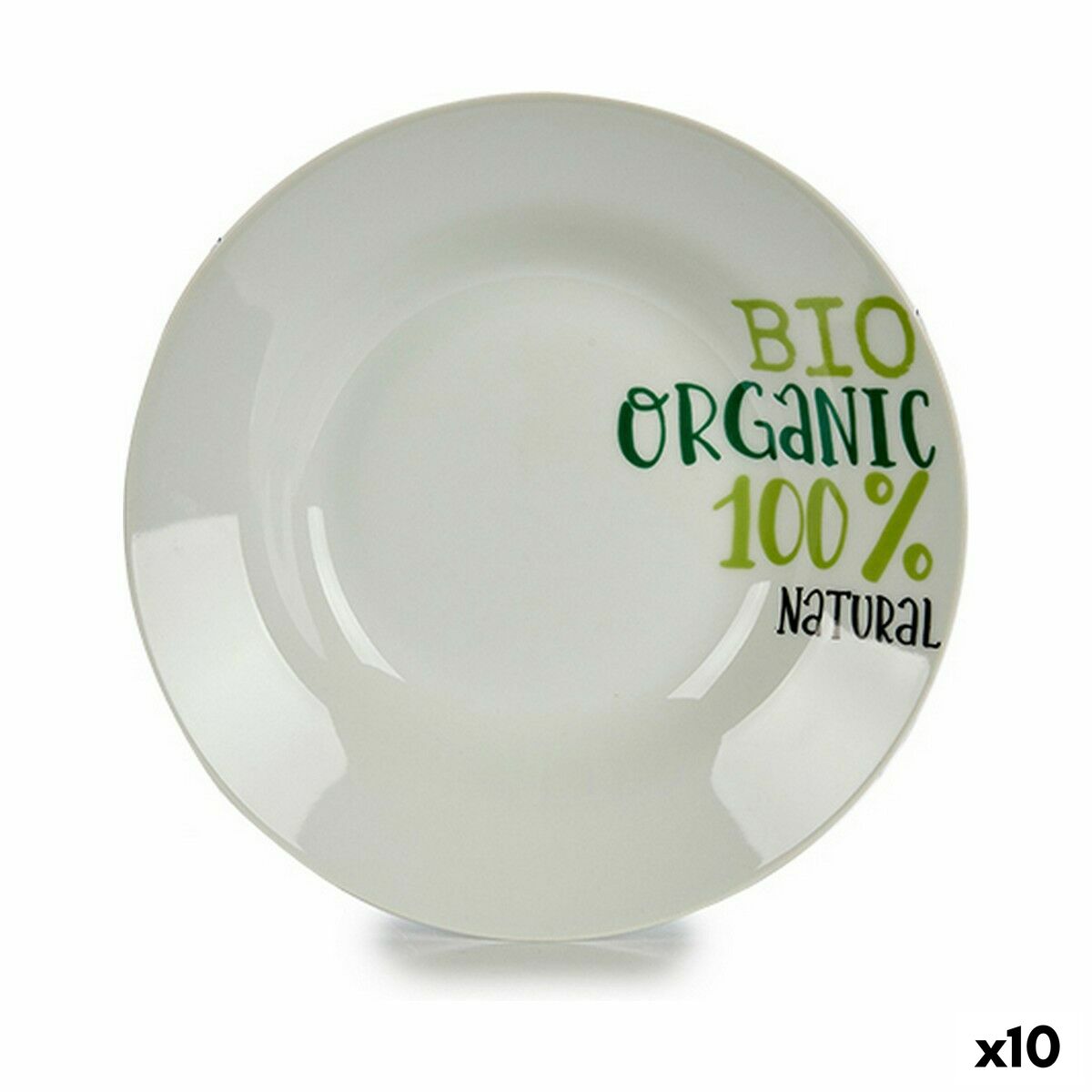 Djup tallrik Organic Vit Grön Ø 20,6 cm Porslin (10 antal)