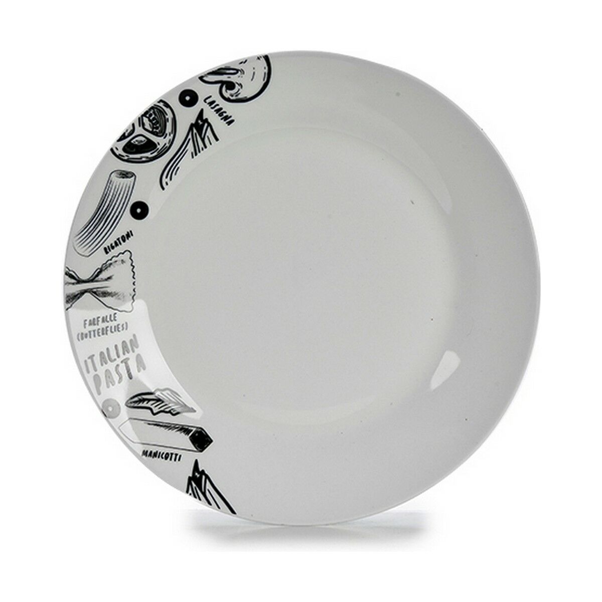 Platt skål Ø 24,4 cm Vit Svart Porslin Pasta (10 antal) - 2