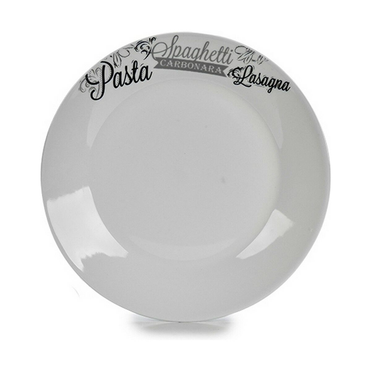Platt skål Ø 24,4 cm Vit Svart Porslin Pasta (10 antal) - 2