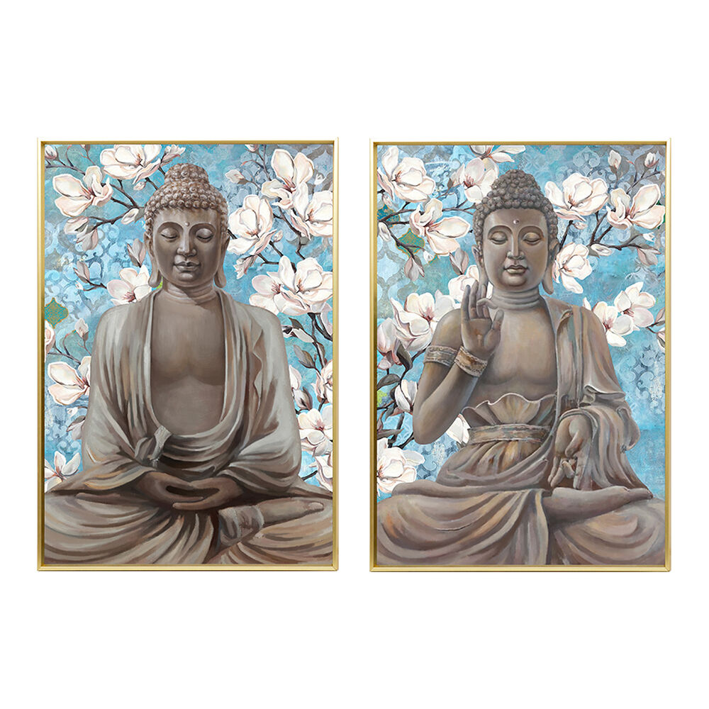 Tavla DKD Home Decor 51,5 x 3,5 x 71,5 cm Buddha Orientalisk (2 antal)