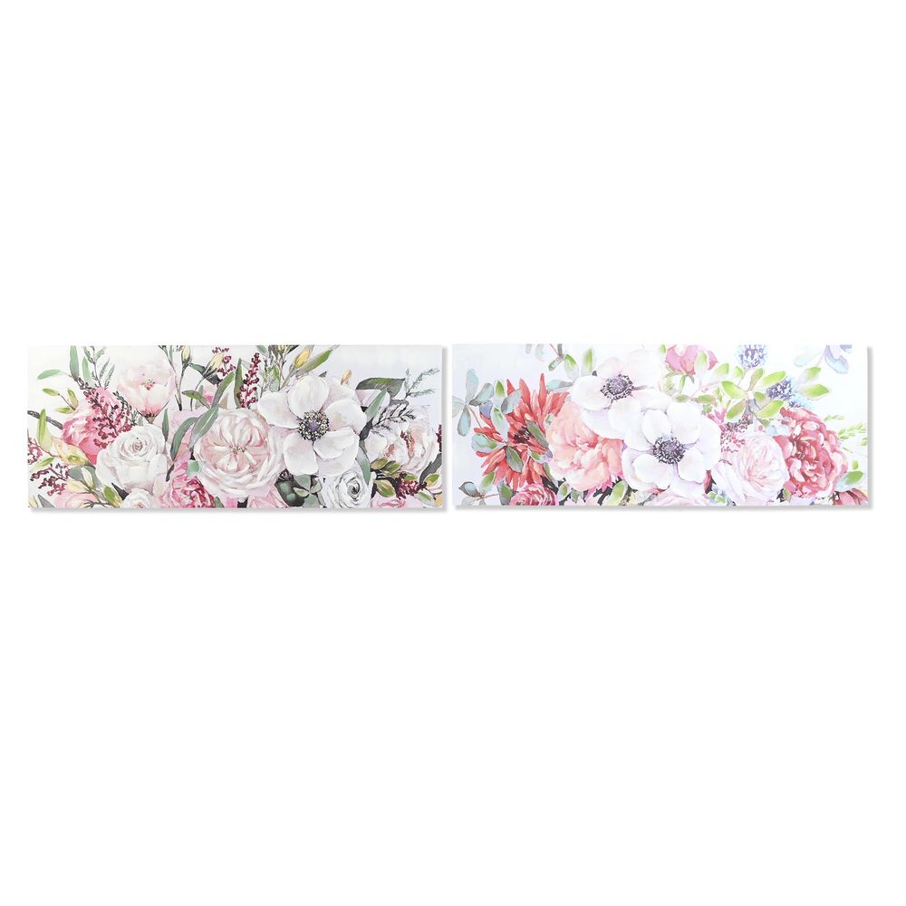 Tavla DKD Home Decor 150,5 x 2,7 x 60 cm Virágok Shabby Chic (2 antal)