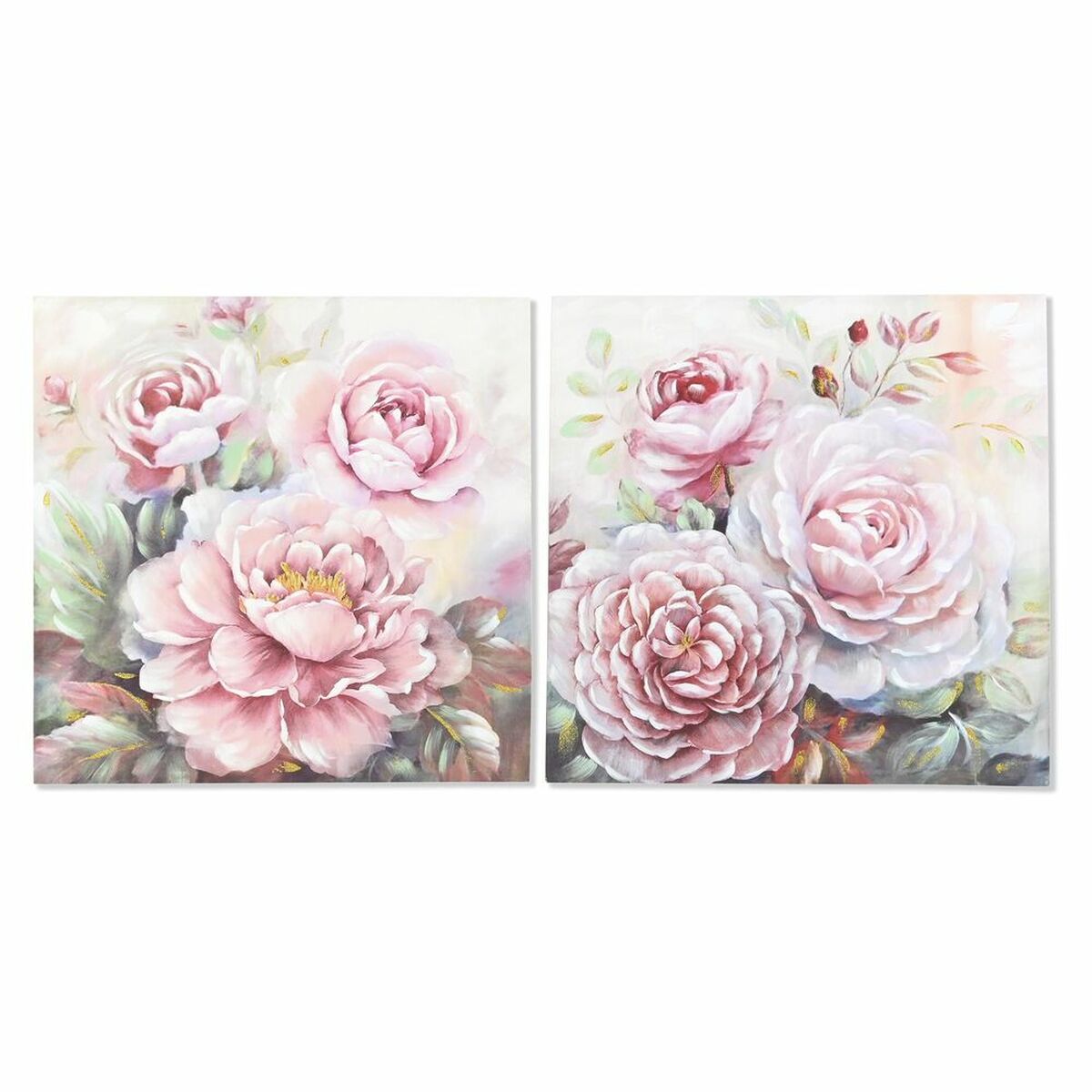 Tavla DKD Home Decor 80 x 3 x 80 cm Virágok Shabby Chic (2 antal) - 4