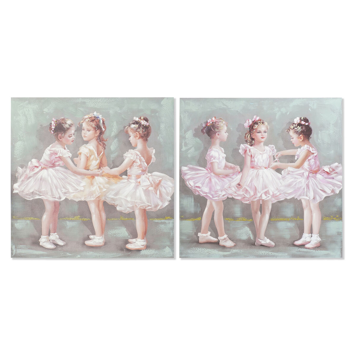 Tavla DKD Home Decor 80 x 3 x 80 cm Balettdansare Traditionell (2 antal) - 4