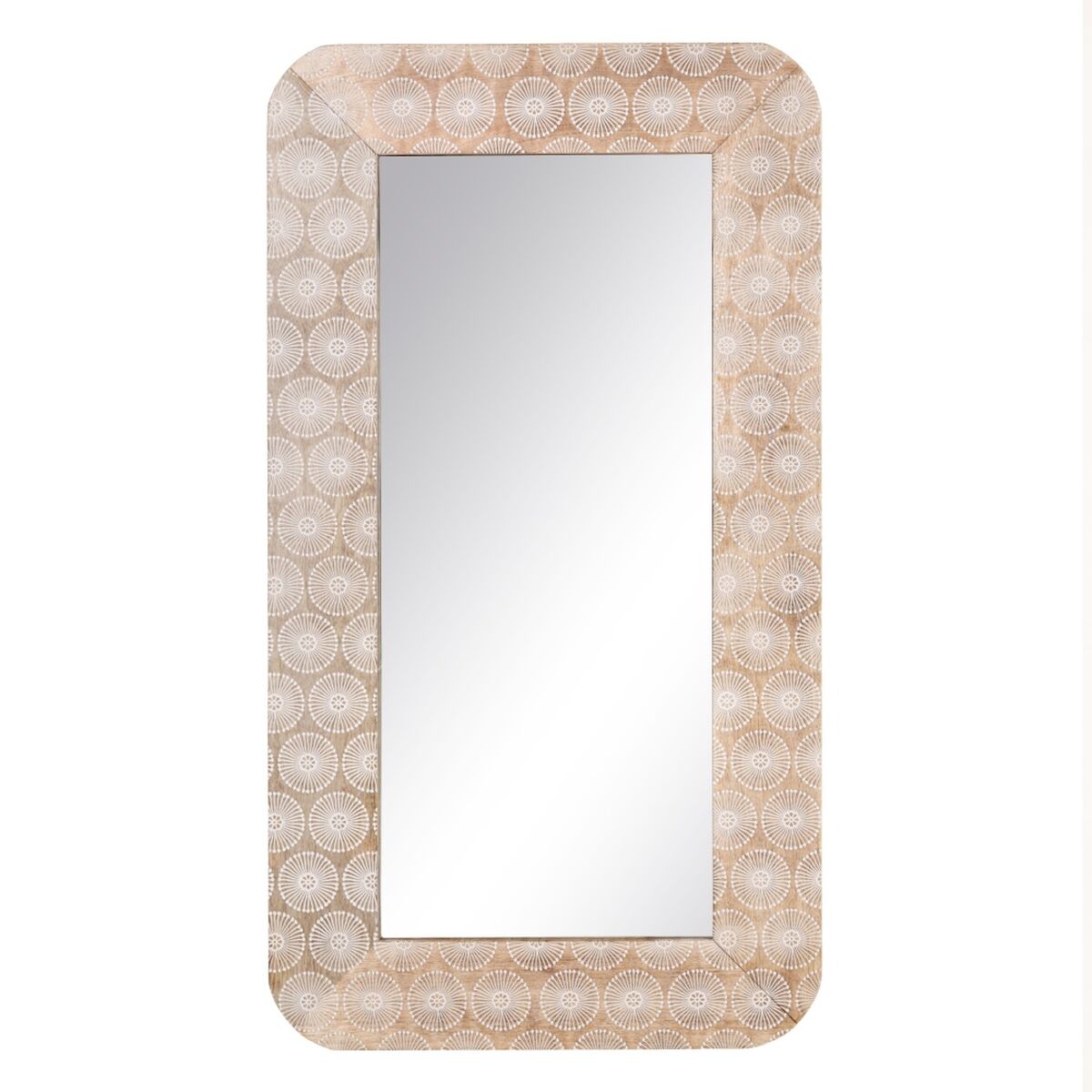 Väggspegel 91 x 2 x 50,5 cm Vit Mangoträ Trä MDF