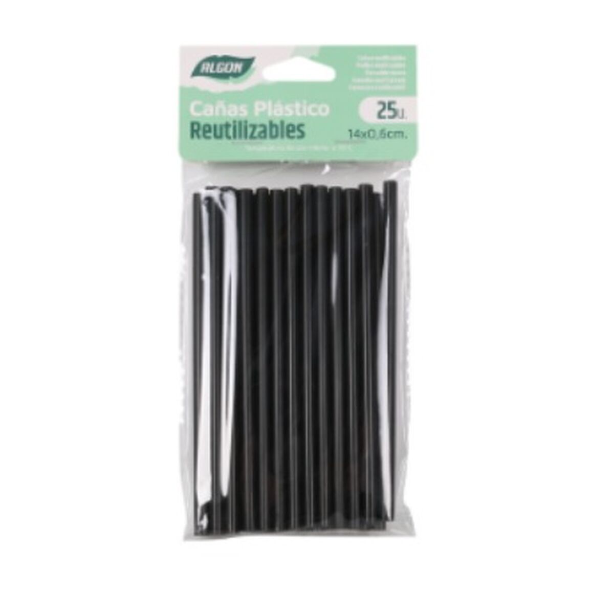 Återanvändbara sugrör Algon Svart Plast 14 cm 25 antal - 3