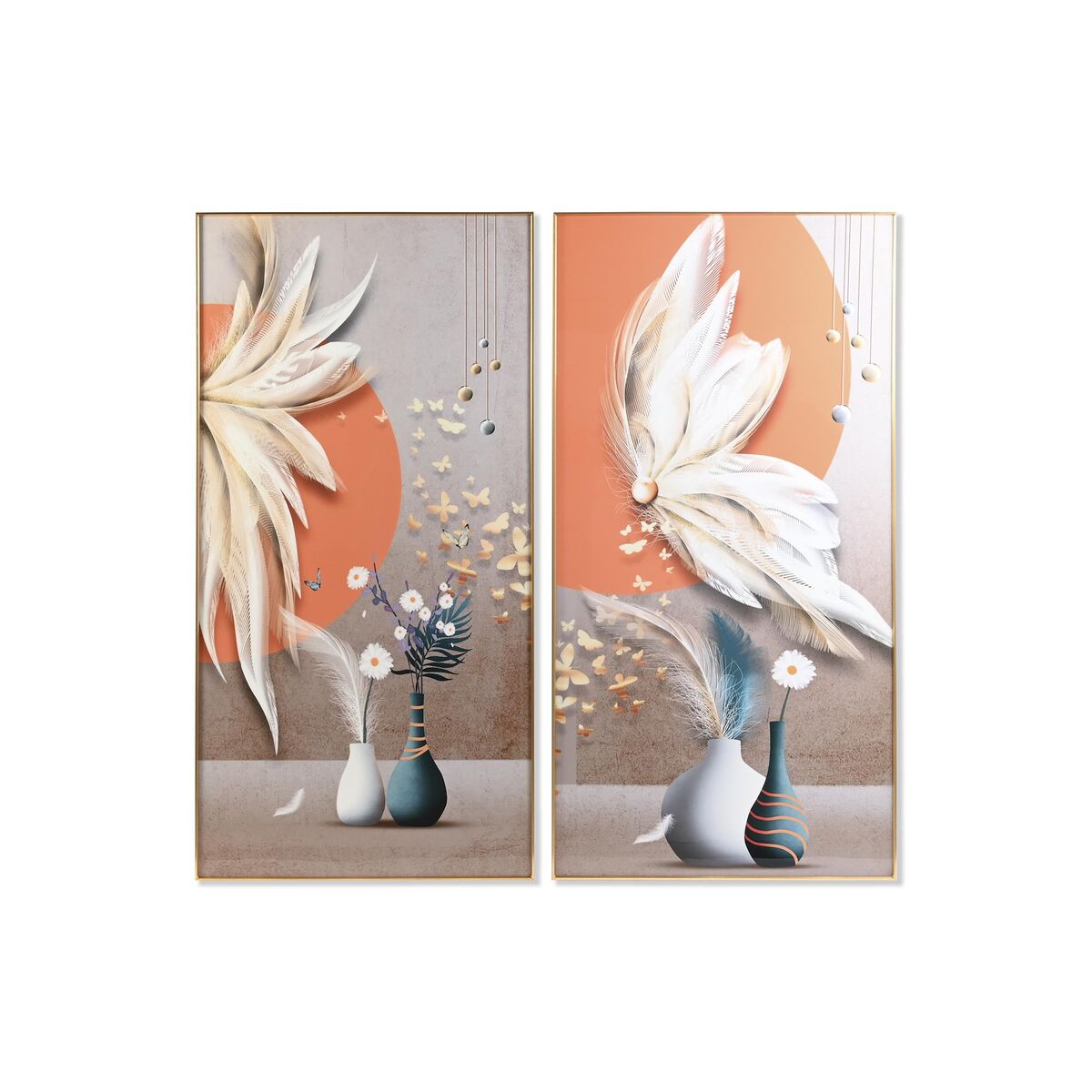 Tavla DKD Home Decor 80 x 3 x 160 cm Vas (2 antal)