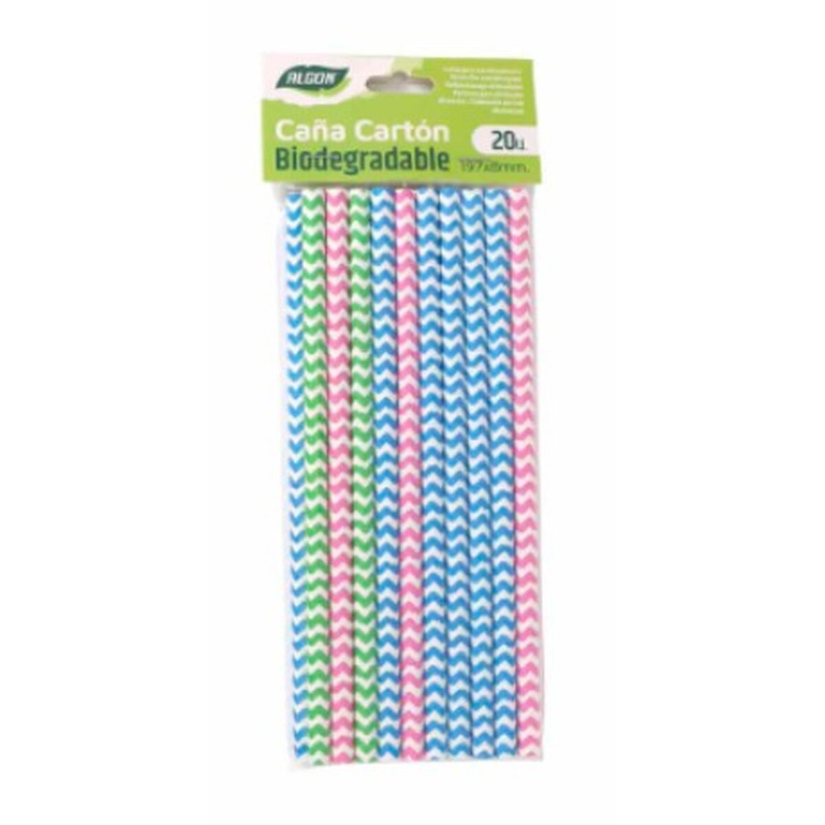 Strån Algon Ränder Multicolour Papp 19,7 x 0,8 cm 20 antal - 2