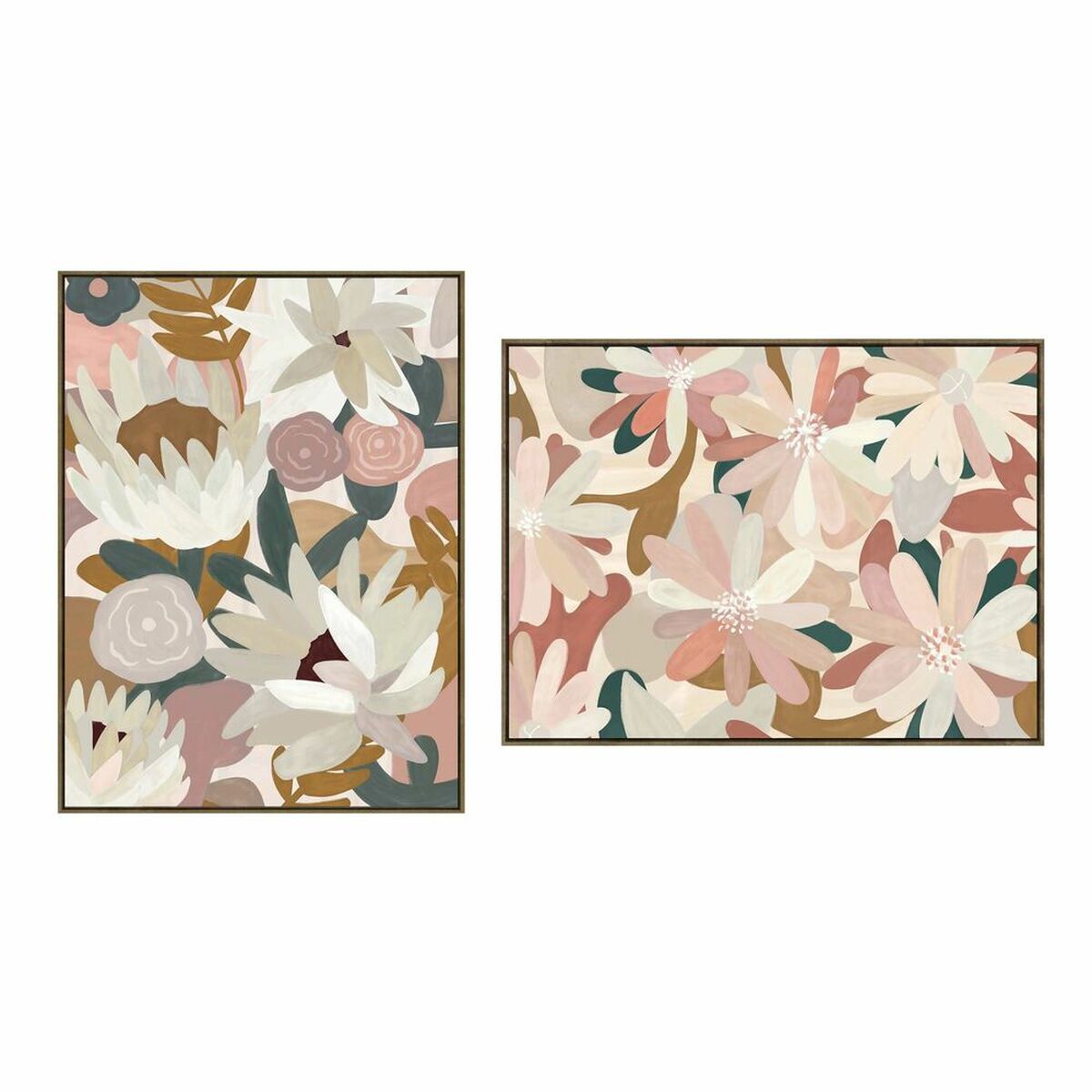 Tavla DKD Home Decor Virágok 90 x 4 x 120 cm Urban (2 antal)