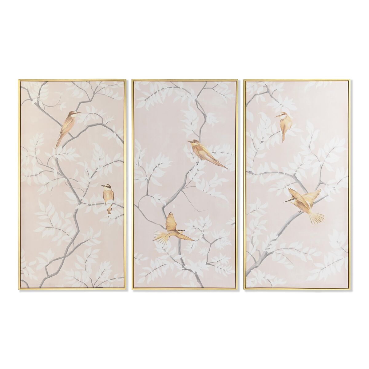 Tavla DKD Home Decor 60 x 4 x 120 cm Orientalisk Fåglar (3 Delar)