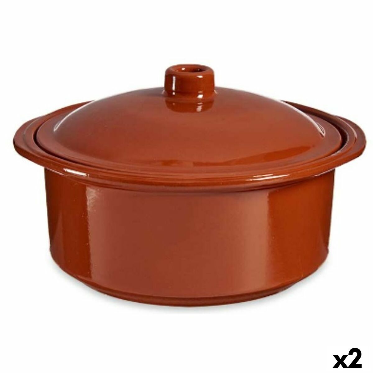 Gryta med lock Terrakotta 3,5 L 28,5 x 16 x 27 cm (2 antal)