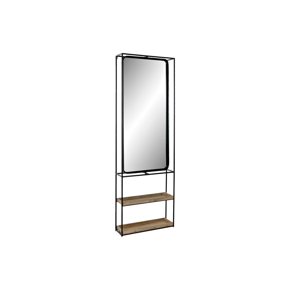 Väggspegel DKD Home Decor Svart Naturell Trä Metall Speglar 60 x 17 x 183 cm - 2
