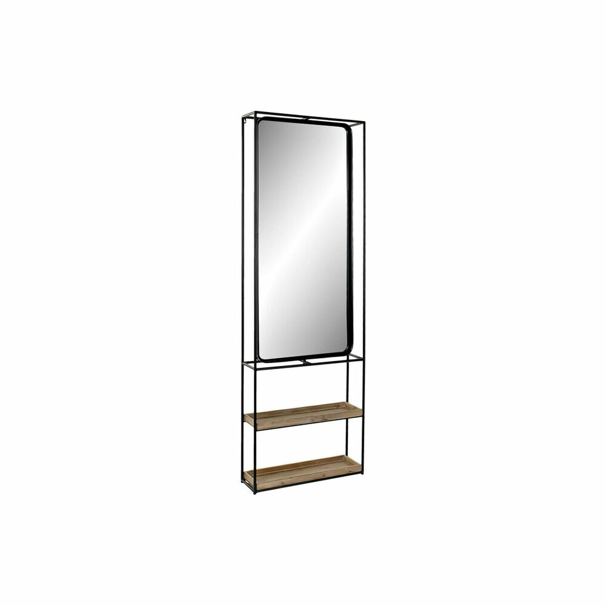 Väggspegel DKD Home Decor Svart Naturell Trä Metall Speglar 60 x 17 x 183 cm - 7