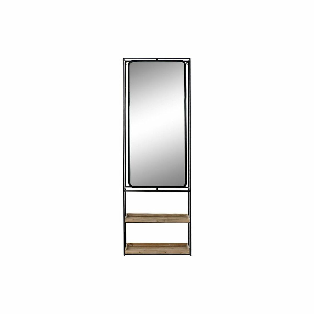 Väggspegel DKD Home Decor Svart Naturell Trä Metall Speglar 60 x 17 x 183 cm - 6