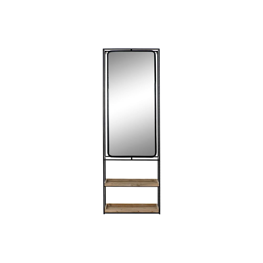 Väggspegel DKD Home Decor Svart Naturell Trä Metall Speglar 60 x 17 x 183 cm