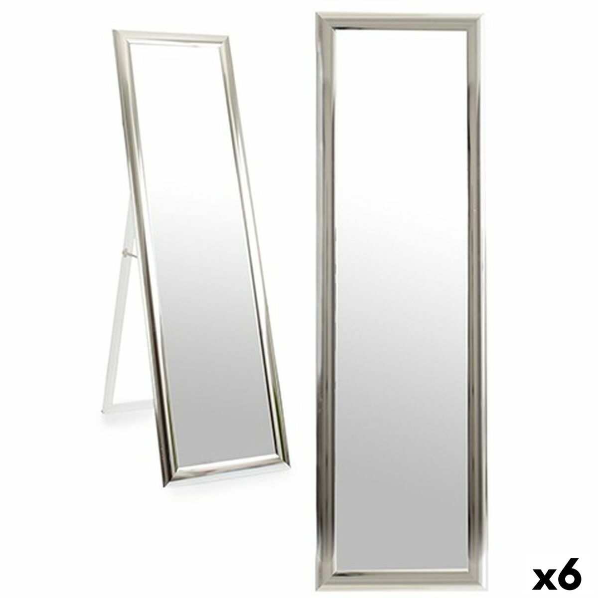 Fristående spegel Silvrig Trä Glas 38,3 x 3 x 135 cm (6 antal)