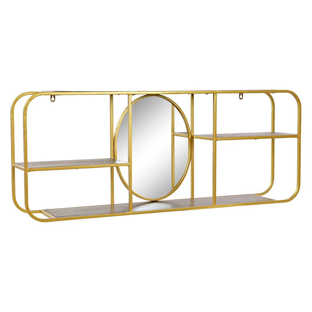 Väggspegel DKD Home Decor Speglar Gyllene Metall Trä Brun (100 x 18 x 40 cm) - 2