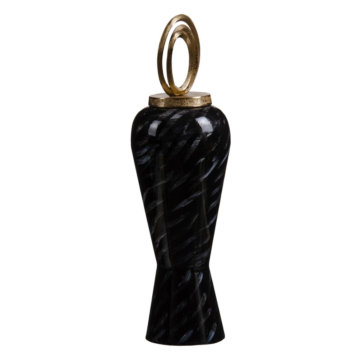 Vas 18 x 18 x 58 cm Glas Svart Gyllene Metall