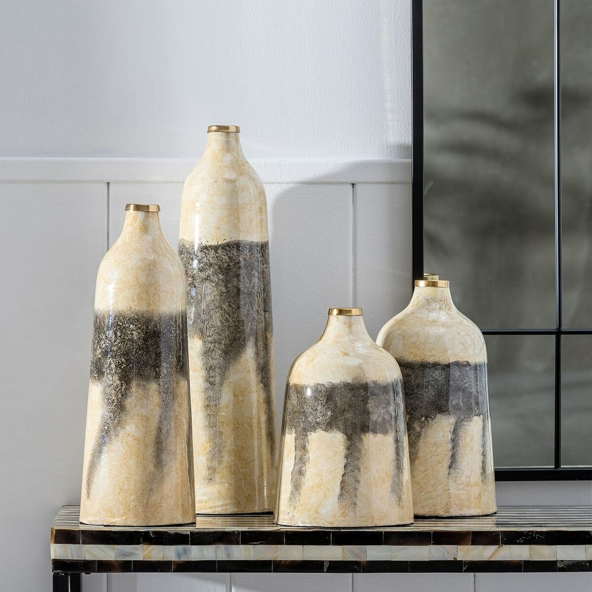 Vas Glas Grå 18 x 18 x 31 cm Kräm - 4