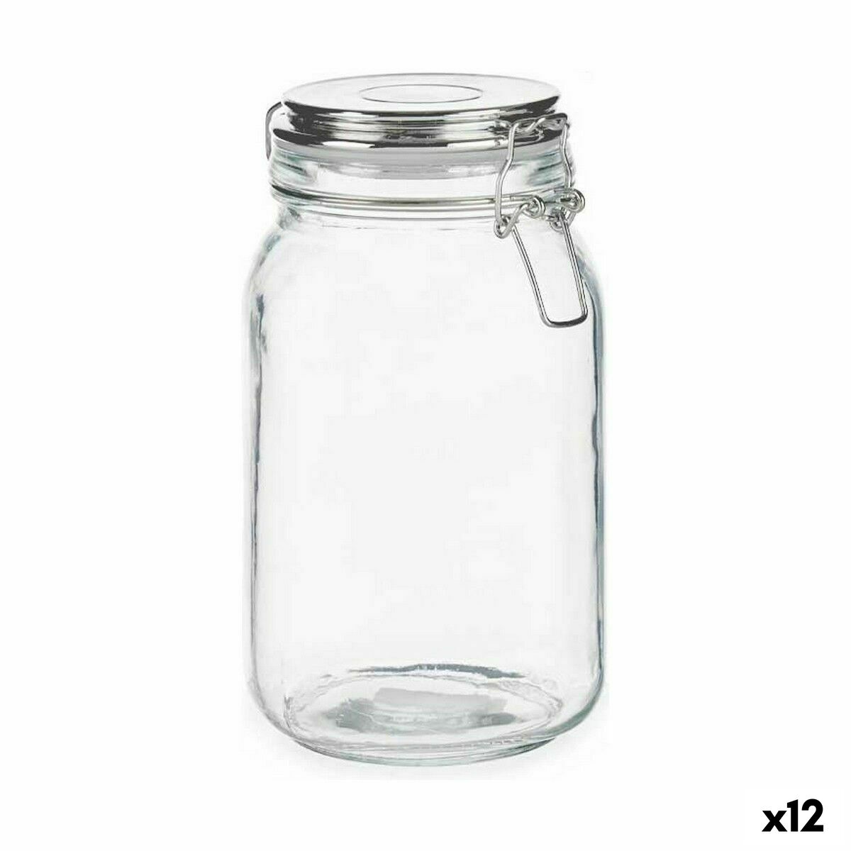 Burk Hermetisk stängning Transparent Silvrig Glas 1,5 L 13 x 20 x 11,3 cm (12 antal)