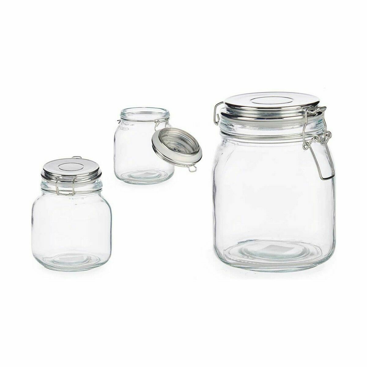 Burk Hermetisk stängning Silvrig Metall 1 L 11,3 x 15 x 11,3 cm (12 antal) - 2