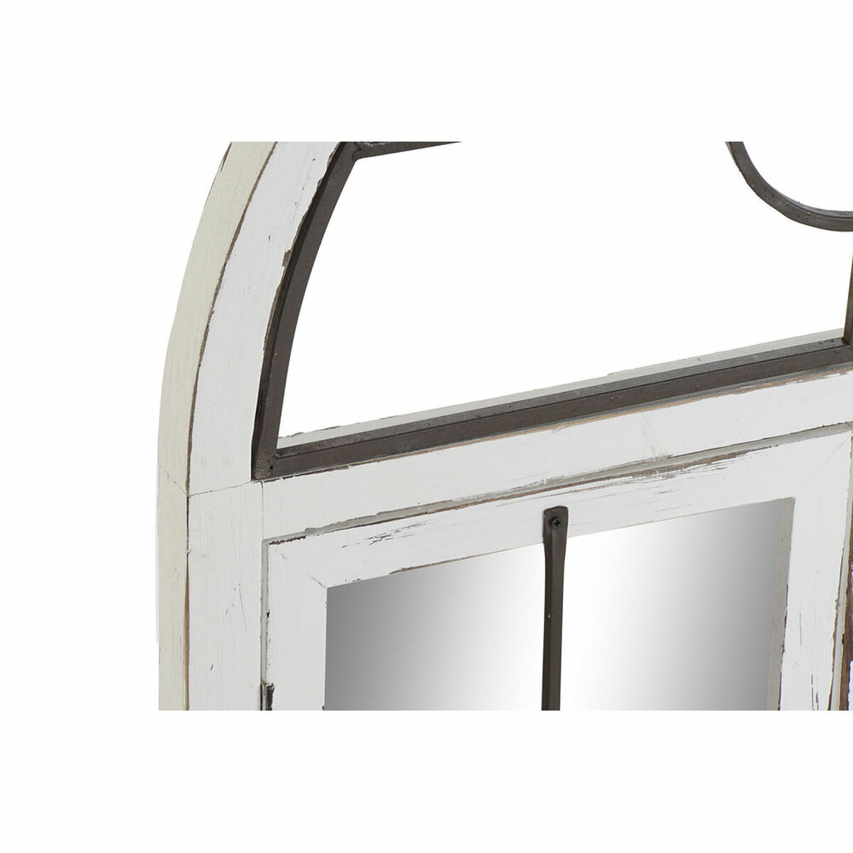 Väggspegel DKD Home Decor Speglar Svart Metall Trä Fönster Vit (56 x 3 x 92 cm) - 3