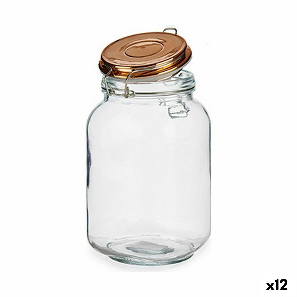 Burk Hermetisk stängning Transparent Koppar Glas 1,5 L 11,3 x 19,8 x 11,3 cm (12 antal)