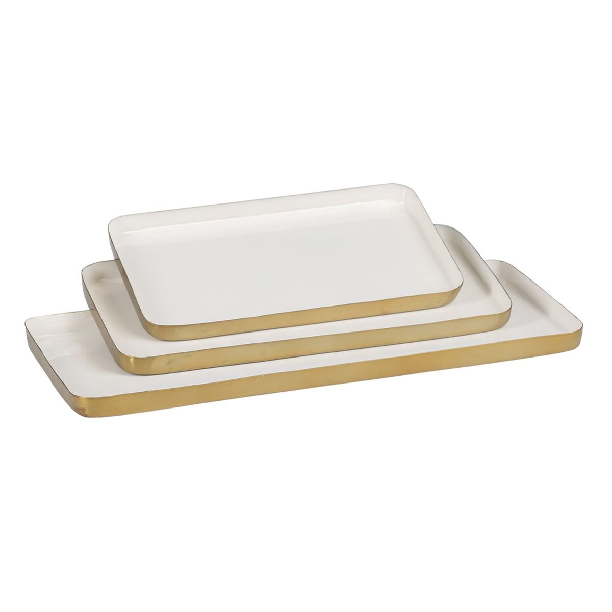 Snacksbricka 47 x 20,5 x 2 cm Gyllene Vit Järn 3 Delar