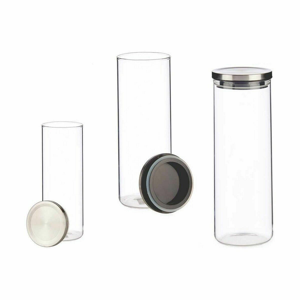 Burk Hermetisk stängning Silvrig Metall polypropen 1,7 L 10,2 x 28 x 10,2 cm (12 antal) - 2