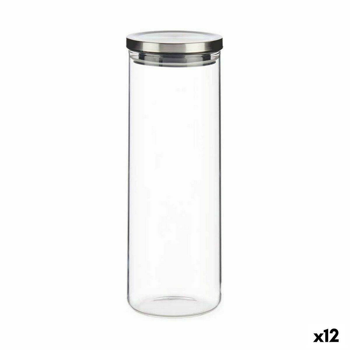 Burk Hermetisk stängning Silvrig Metall polypropen 1,7 L 10,2 x 28 x 10,2 cm (12 antal)