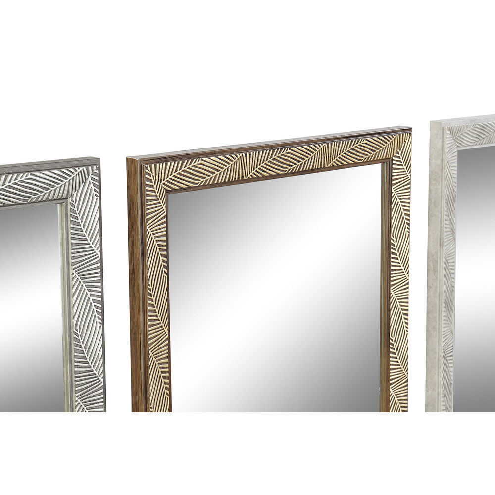 Väggspegel DKD Home Decor 35 x 2 x 125 cm Glas Naturell Grå Brun Mörkgrå polystyren Tropiskt Löv av en växt (4 Delar) - 2