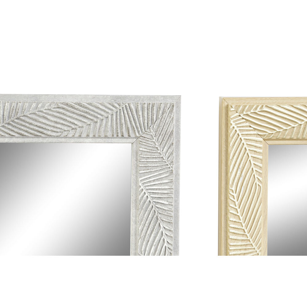 Väggspegel DKD Home Decor 35 x 2 x 125 cm Glas Naturell Grå Brun Mörkgrå polystyren Tropiskt Löv av en växt (4 Delar) - 5