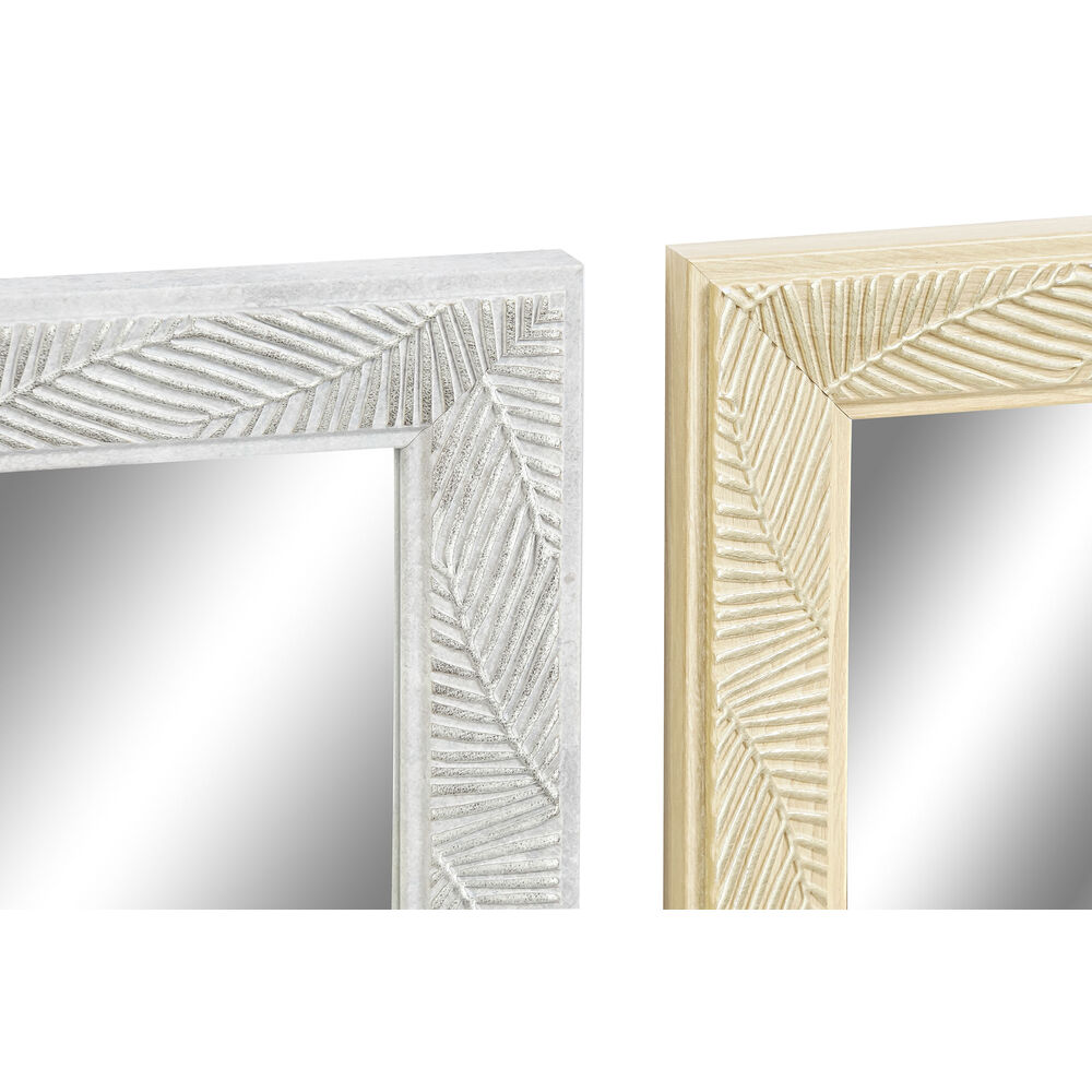 Väggspegel DKD Home Decor 56 x 2 x 76 cm Glas Naturell Grå Brun Mörkgrå polystyren Tropiskt Löv av en växt (4 Delar) - 3
